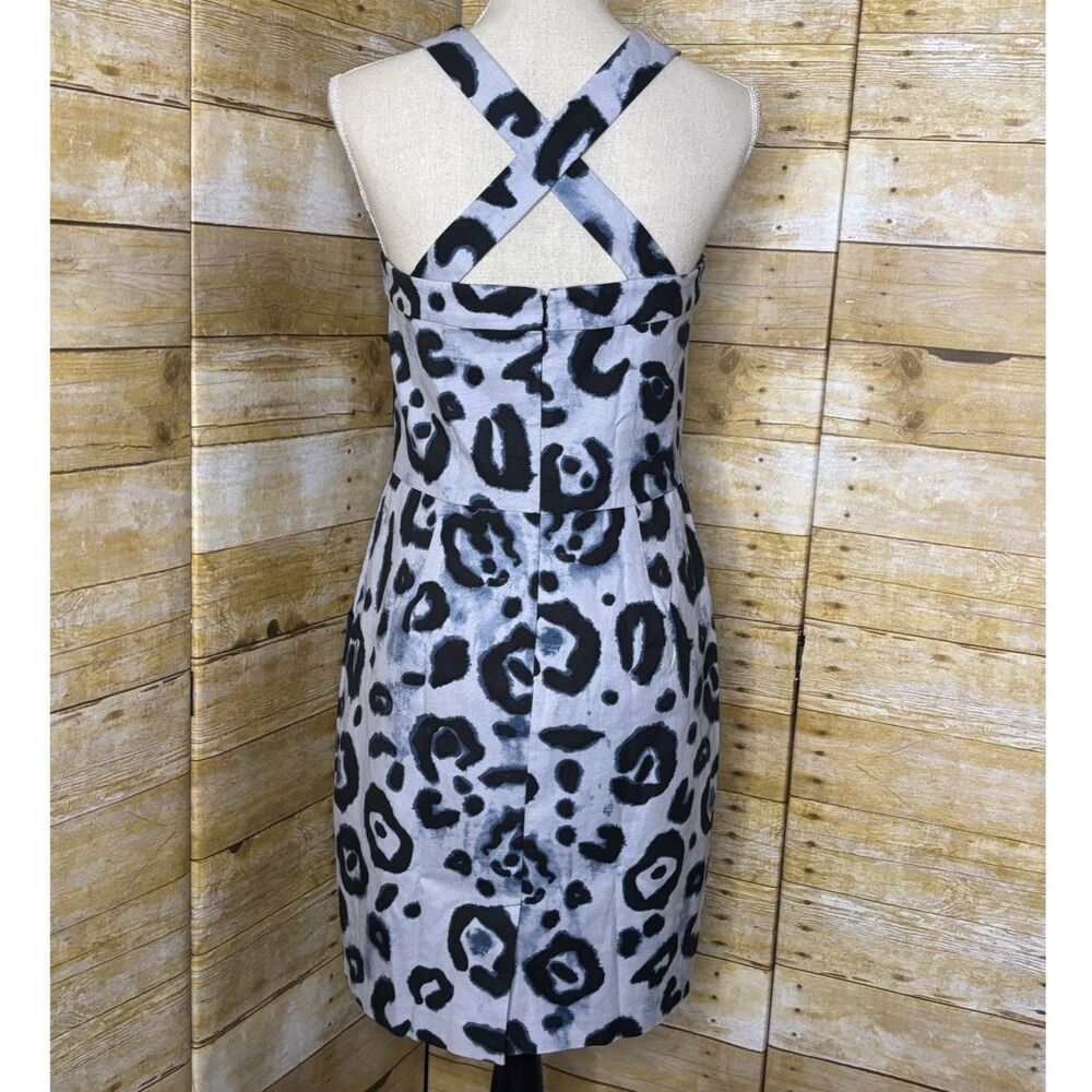 VINCE CAMUTO ANIMAL PRINT CRISS CROSS CONCERT FESTIVAL SEXY BLUE DRESS SIZE 14 - Picture 4 of 6